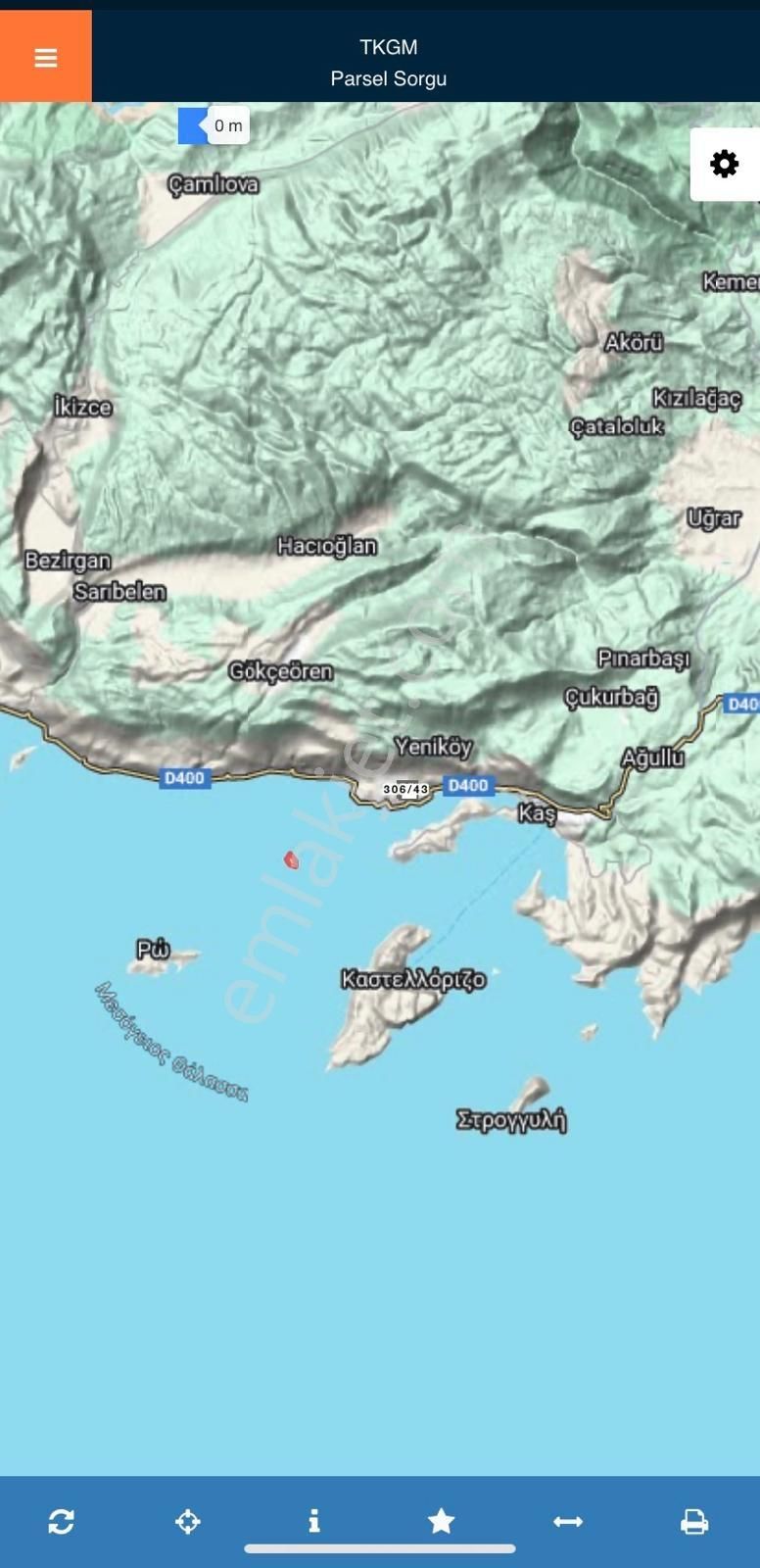 Antalya Kaş Denize 319 M. Tek Tapu 3499 M2 Satılık Tarla