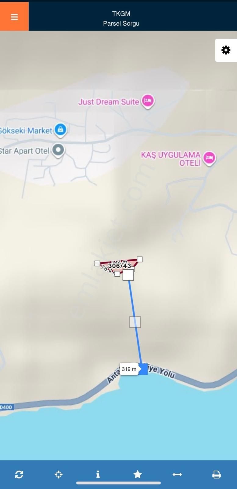 Antalya Kaş Denize 319 M. Tek Tapu 3499 M2 Satılık Tarla - Görsel 6