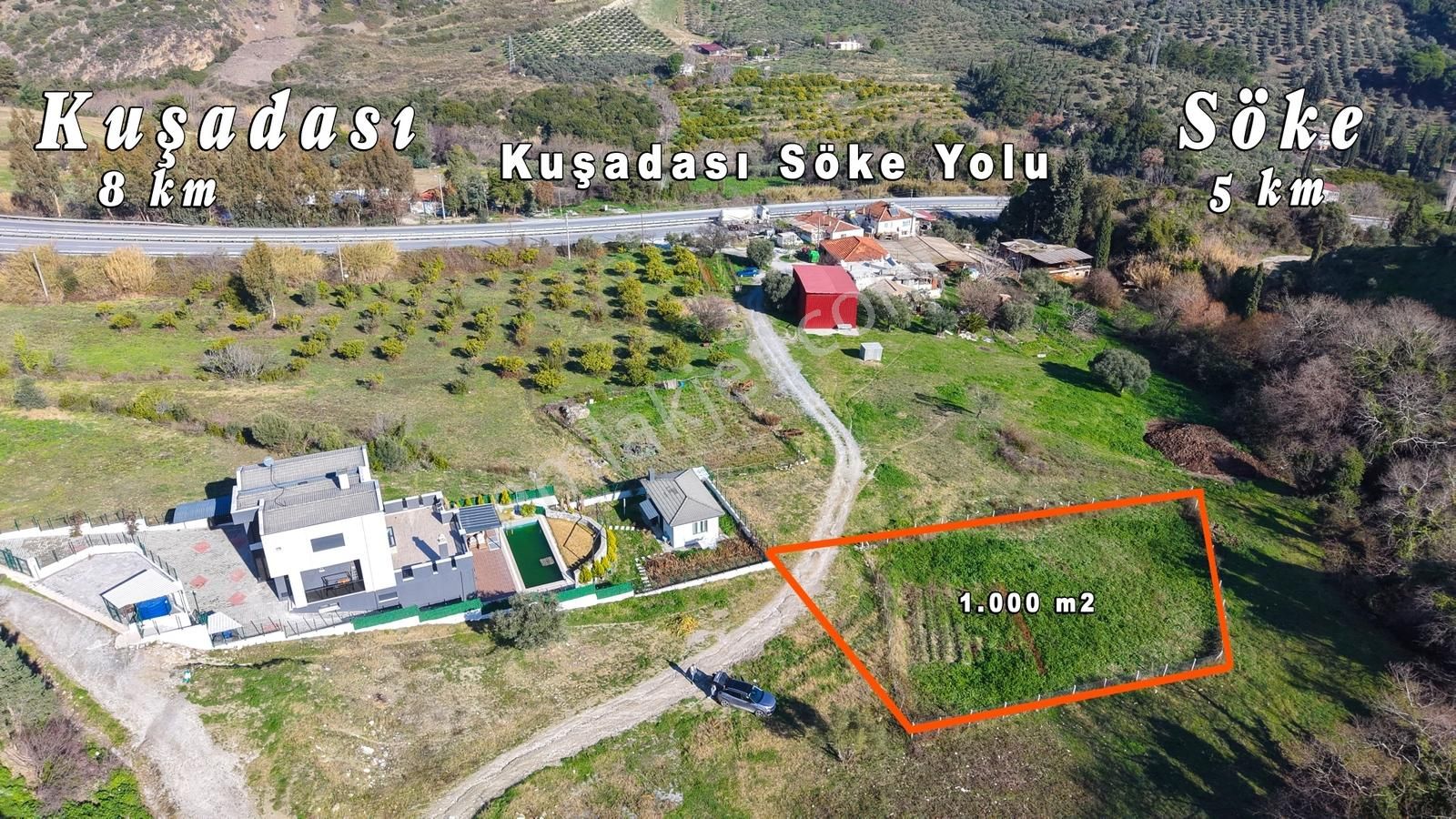 Kuşadası Söke Yolunda Villa İmarlı 1 Dönüm Arsa