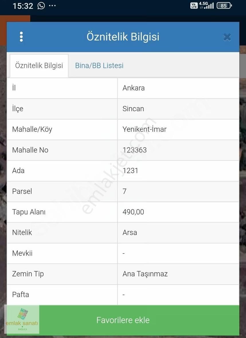 Yenikent Mustafa Kemal'de Satılık İmarlı Villa Arsası
