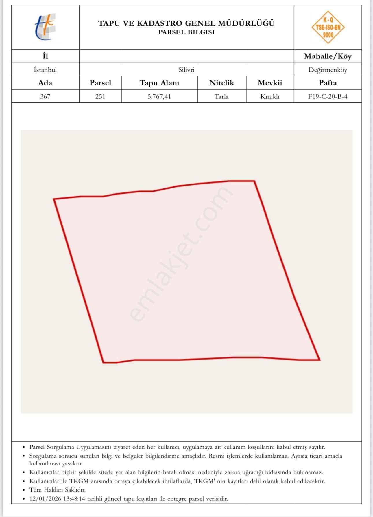 Silivri Değirmenköy Köşe Parsel Yola Cephe 548m² Satılık Arsa - Görsel 3
