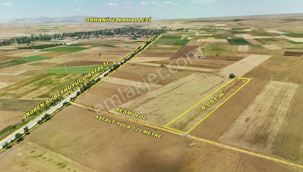 Konya / Akören / Hacılar Mahallesinde 4.091 M² Müstakil Tapulu Tarla - Görsel 5