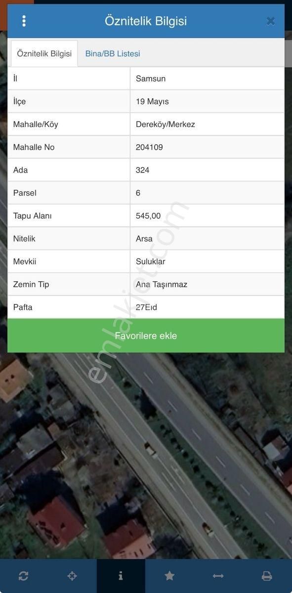 Ofsam'dan 19mayıs Dereköyde Anayola Cephe Köşe Başı Satılık Arsa