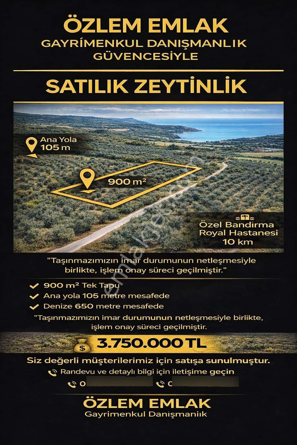 Erdek Karşıyaka Dalyan Mevkisinde 900 M2 Satılık Arsa