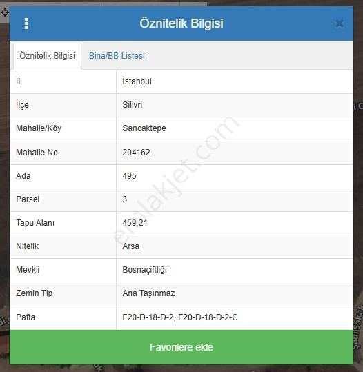 Silivri Sancakte Mahallesinde Villa İmarlı Tam Hisse Arsa