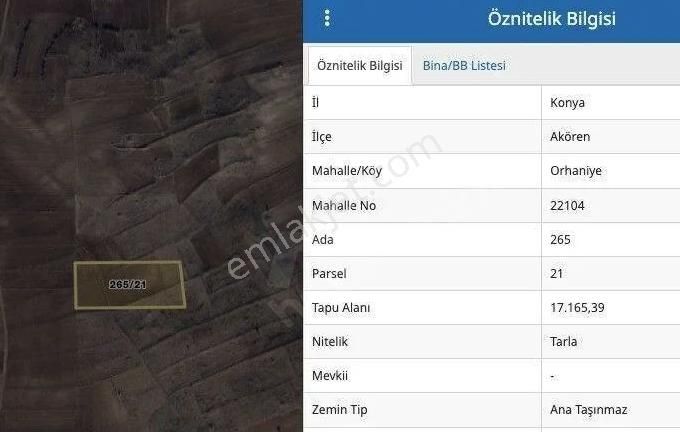Konya Akören Orhaniye 6 Parça Satılık Tarla - Görsel 4