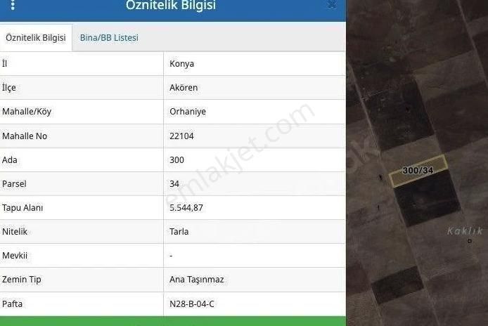 Konya Akören Orhaniye 6 Parça Satılık Tarla - Görsel 3