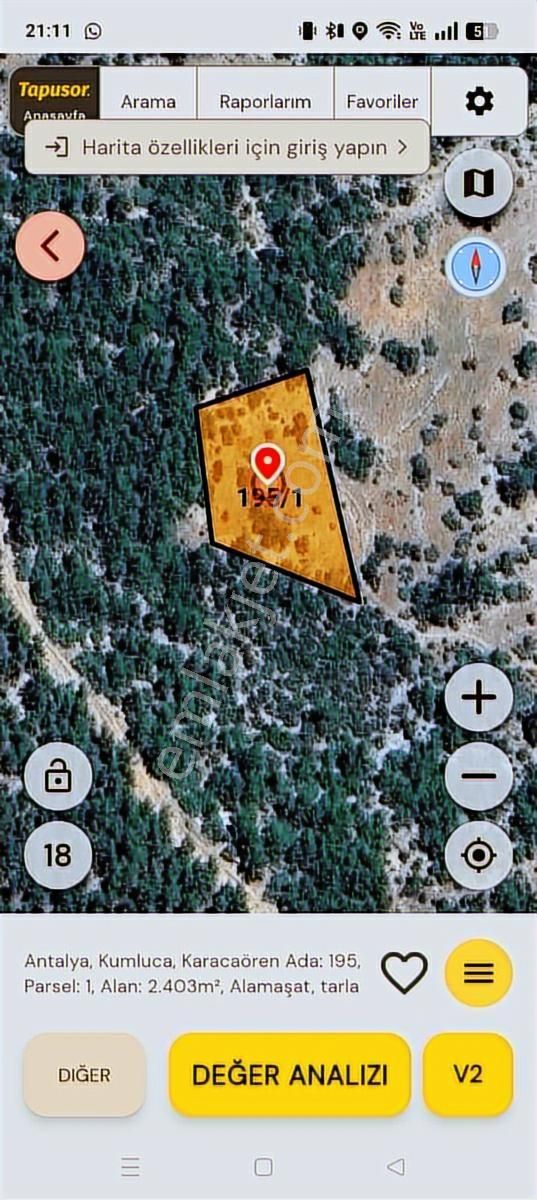 Kumluca Karacaörende Satılık Tek Tapu 2404 M² Tarla - Görsel 3