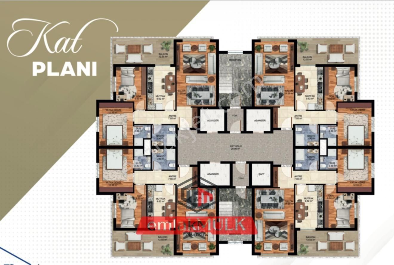 Emlakmülk'ten Yukarıyurtçuda 24 Ay Vade İmkanı İle 2+1 Daireler - Görsel 12