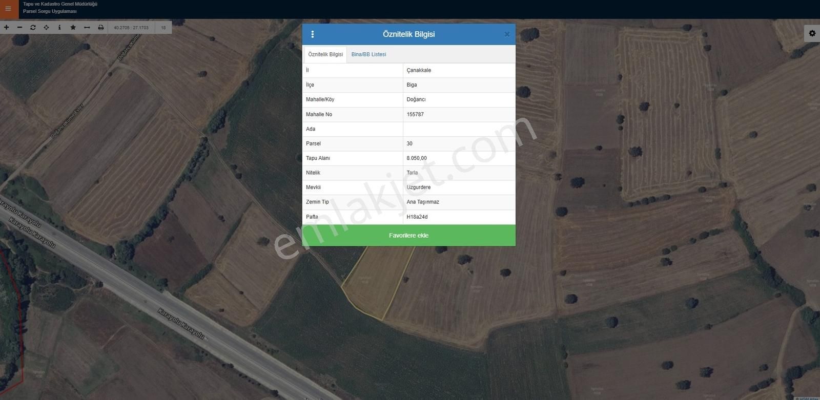 Doğancı Mah. 8.050m2 Müstakil Tek Tapulu Tarla