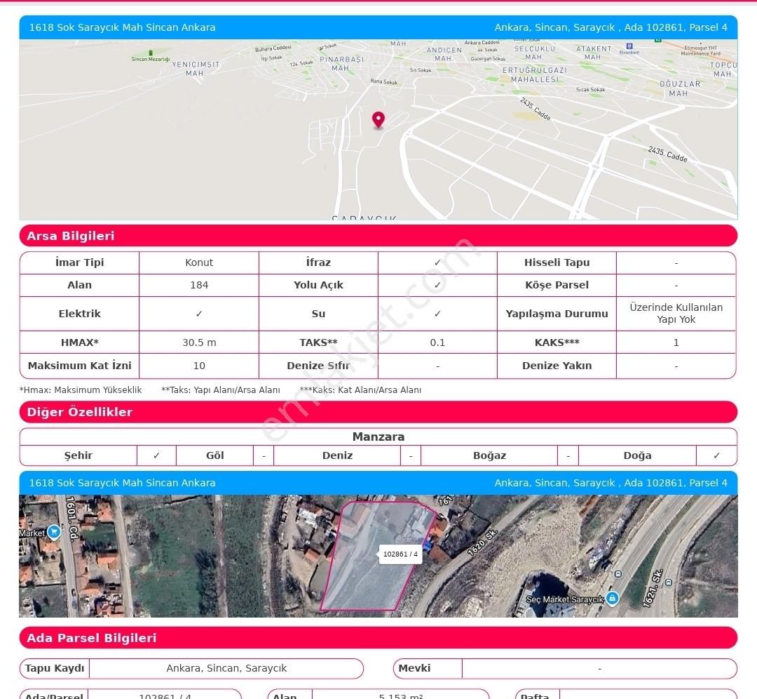 Emaks'tan/sincan/saraycık'ta/çok Katlı/imarlı Arsa/184 M2 - Görsel 23