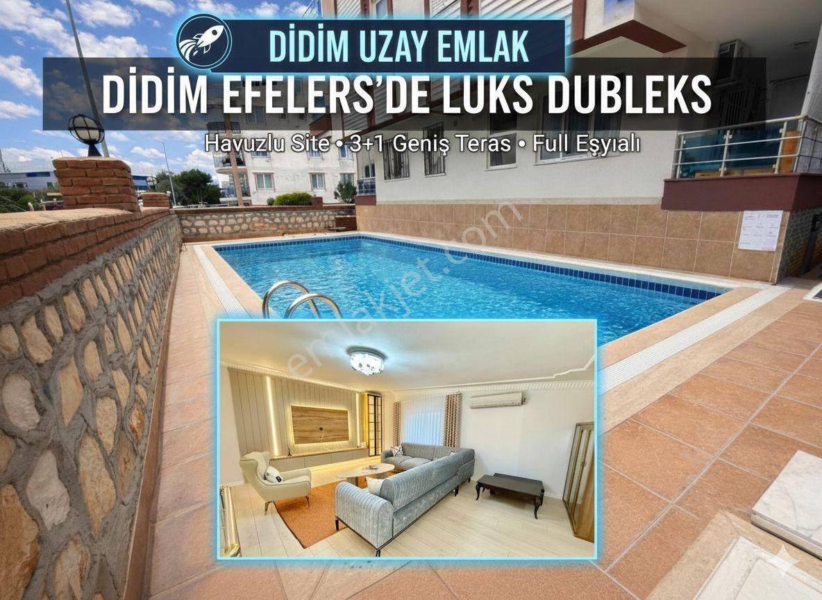Didim Efeler'de Full Eşyalı, Havuzlu Sitede Lüks Satılık 3+1 Dubleks