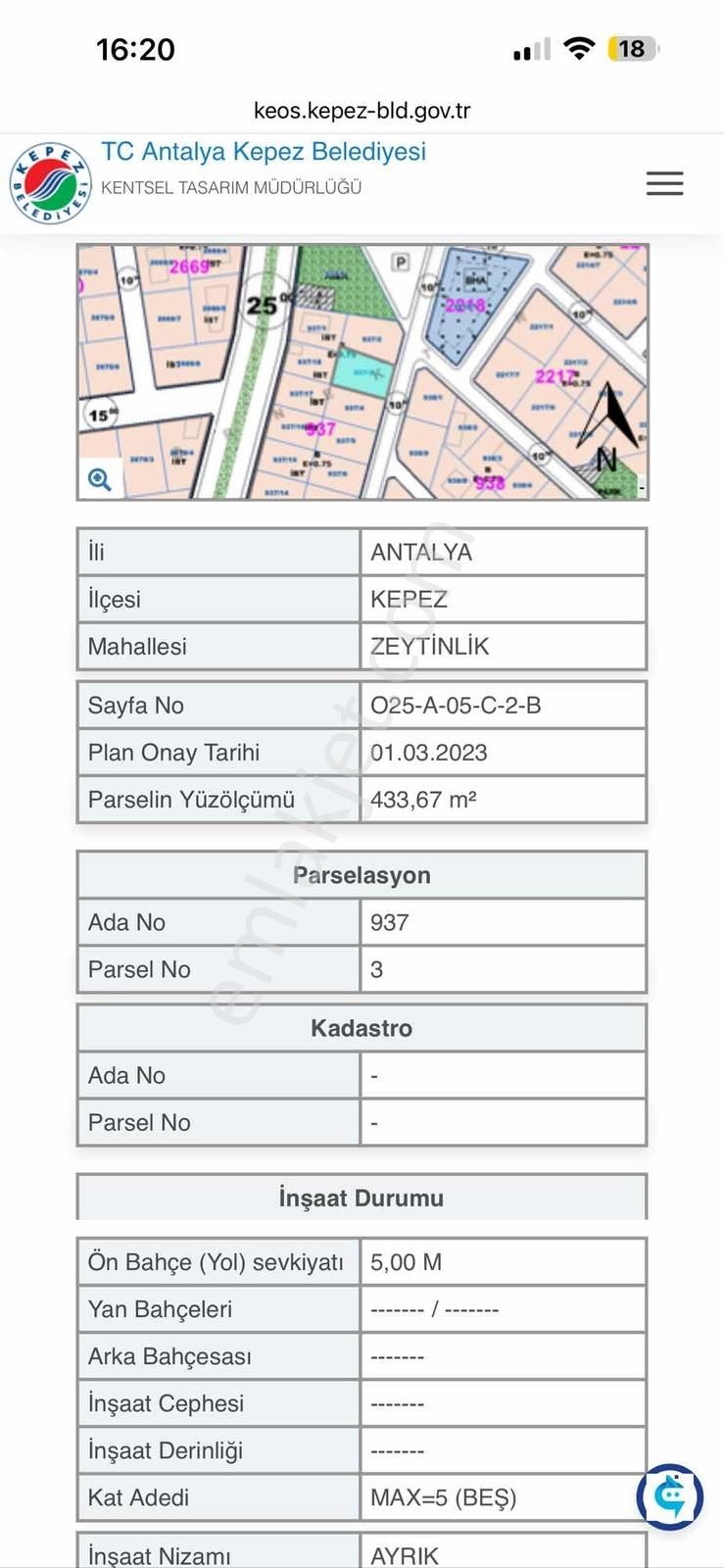 Şelale Kavşağı 433m2 5 Kat İmarlı İnşaata Hazır Satılık Arsa - Görsel 6