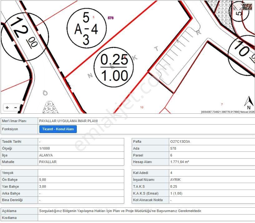 Payallar Mahallesinde Ticari + Konut İmarlı 1.771 M2 Arsa - Görsel 3