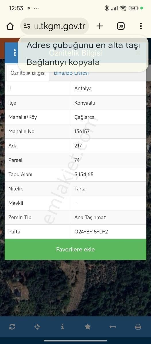 Konyaaltı Çağlarca Satılık Tarla - Görsel 2