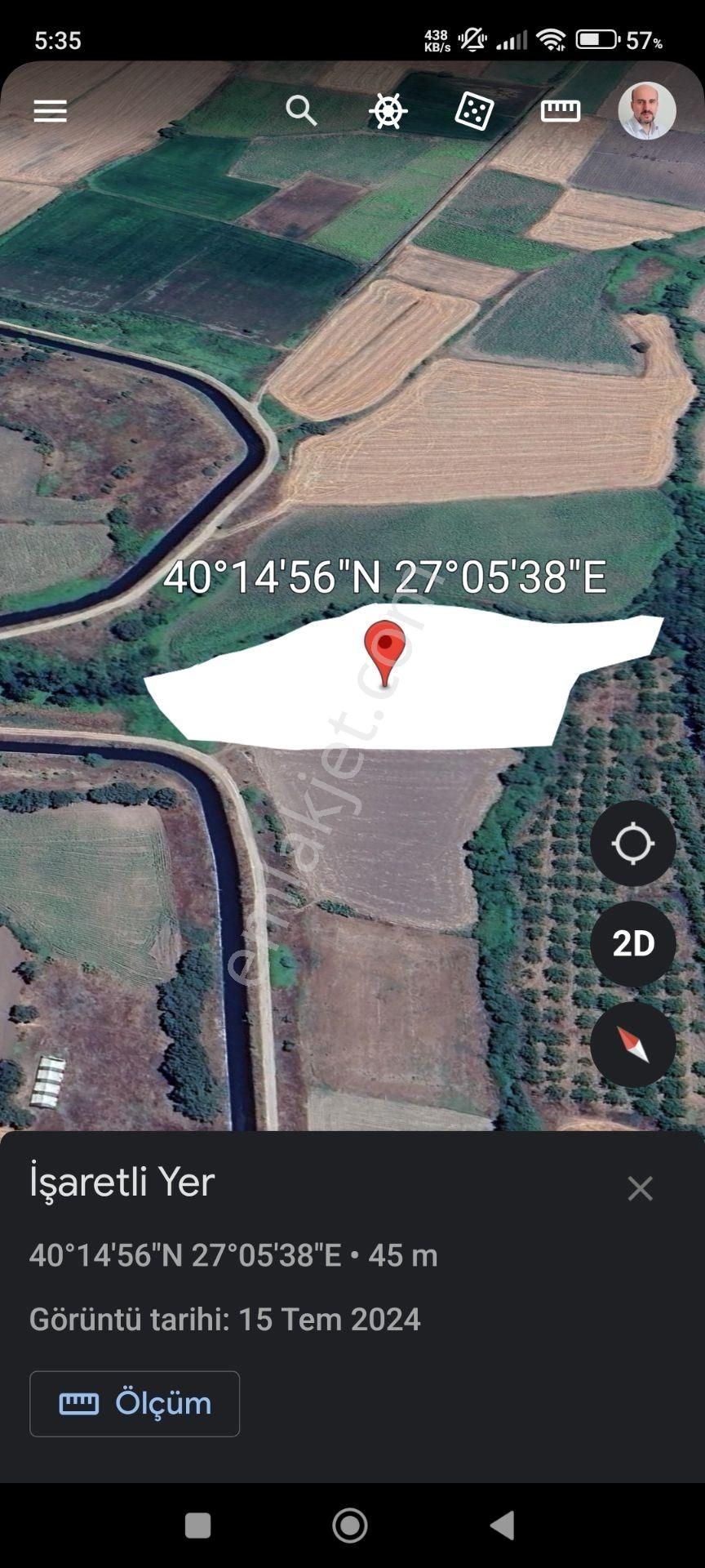 9950 M2 Verimli Sulak Arazi Suyu Yolu Var Danişment Biga Çanakkale - Görsel 5