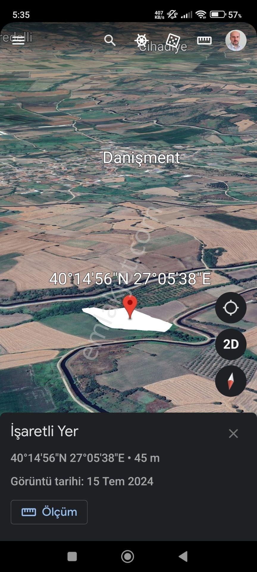 9950 M2 Verimli Sulak Arazi Suyu Yolu Var Danişment Biga Çanakkale - Görsel 4