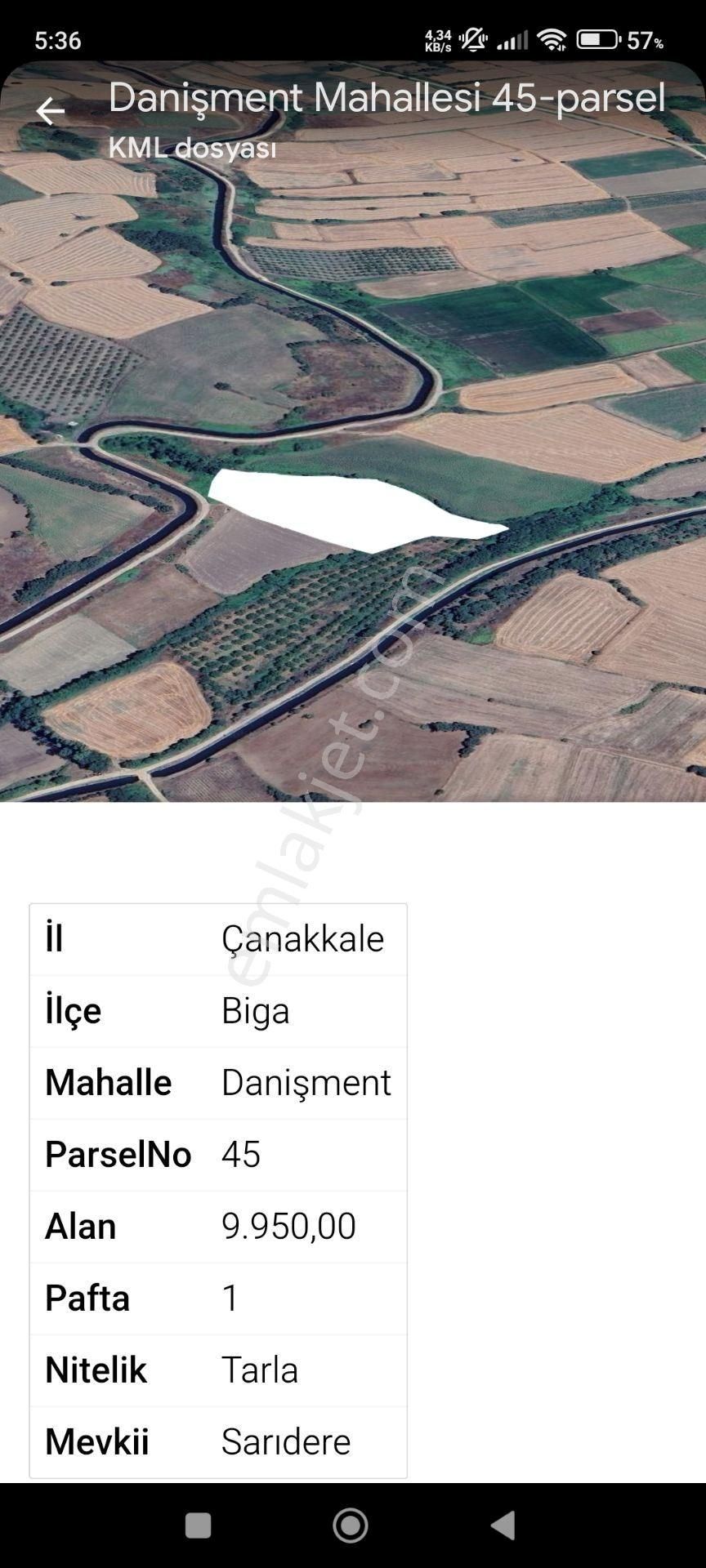 9950 M2 Verimli Sulak Arazi Suyu Yolu Var Danişment Biga Çanakkale - Görsel 6