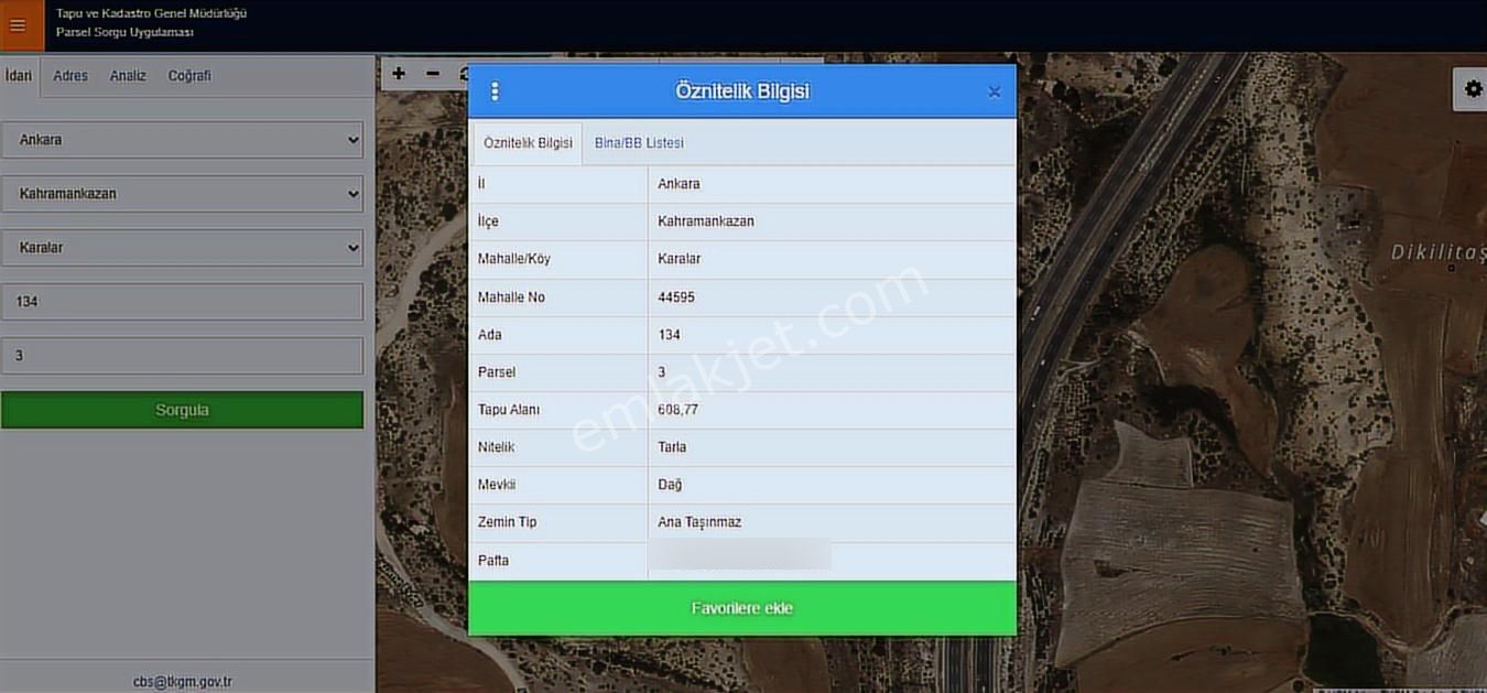 Kahramankazan Karalar Satılık Tek Tapu 608 Metre Tarla - Görsel 2