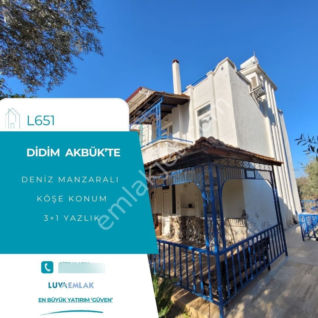Didim Akbük'te Deniz Manzaralı Müstakil Bahçeli 3+1 Yazlık