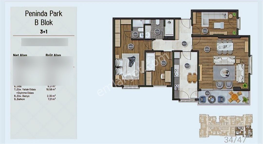 Peninda Park Site İçi Sıfır 3+1 Kısa Süreli Acil Satış Fiyatıdır - Görsel 15