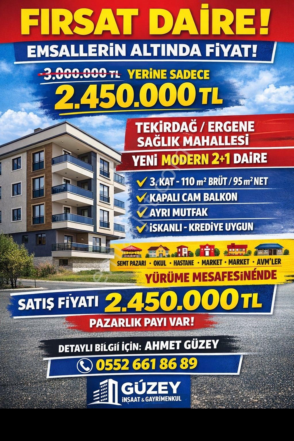 Sağlık Mahalesinde Satılık Fırsat 2+1 Daire