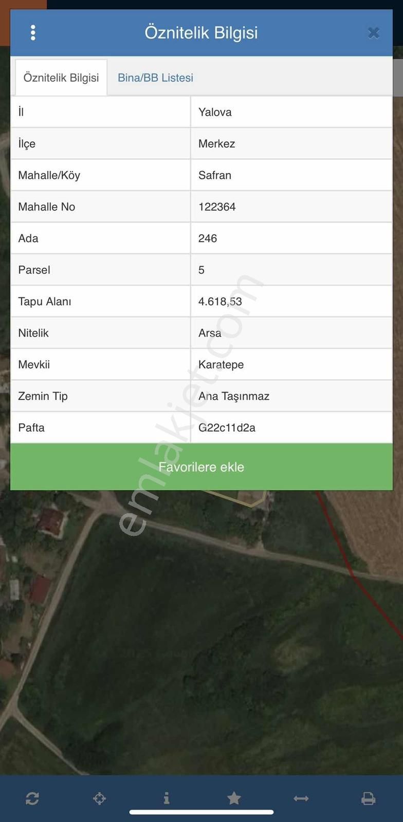 Yalova Safran Köyü Karatepe Mevkii'nde Villa İmarlı Satılık Arsa