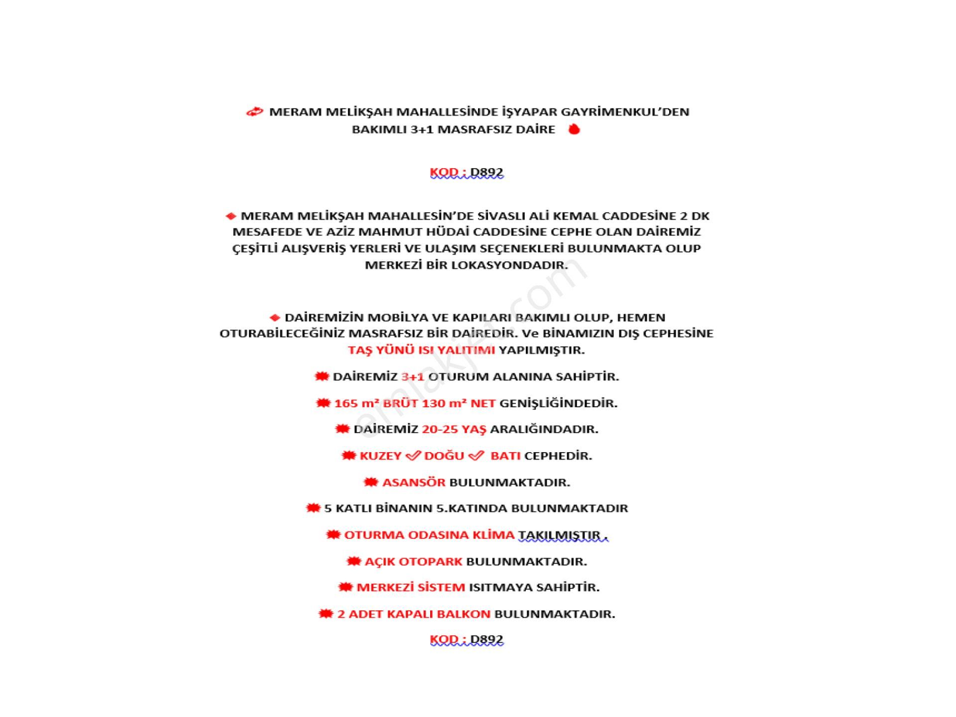 Meram Melikşah Mah. Cadde Cepheli Bakımlı Ve Masrafsız 3+1 Asansörlü Daire - Görsel 10