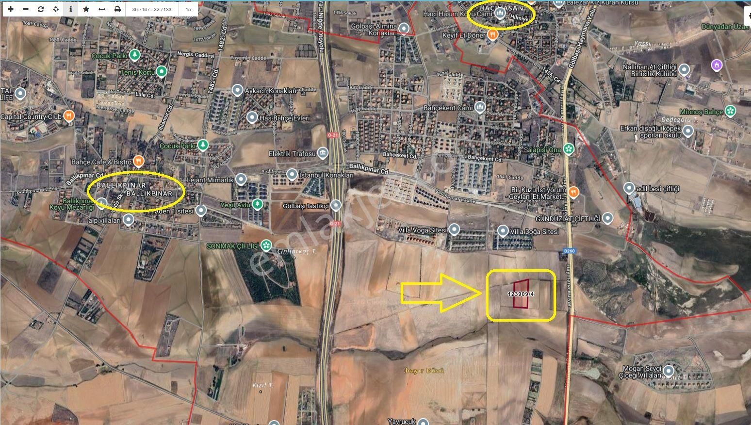 Gölbaşı Ballıkpınarda 290m2 Hisse Tapu Tarla Karadeniz Emlaktan - Görsel 3