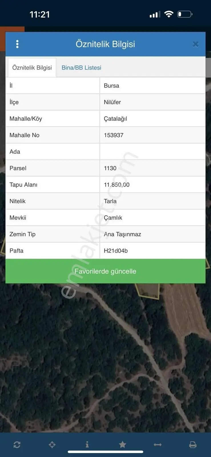 Nisan'dan Nilüfer Çatalağıl Satılık 11850 M2 Tarla