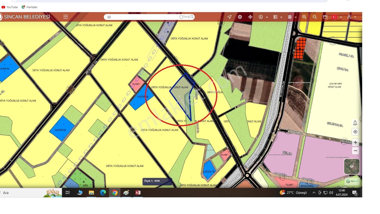 Baki Den Temelli Gazi De 1/5000 İmar Planı İçerisinde Arsa