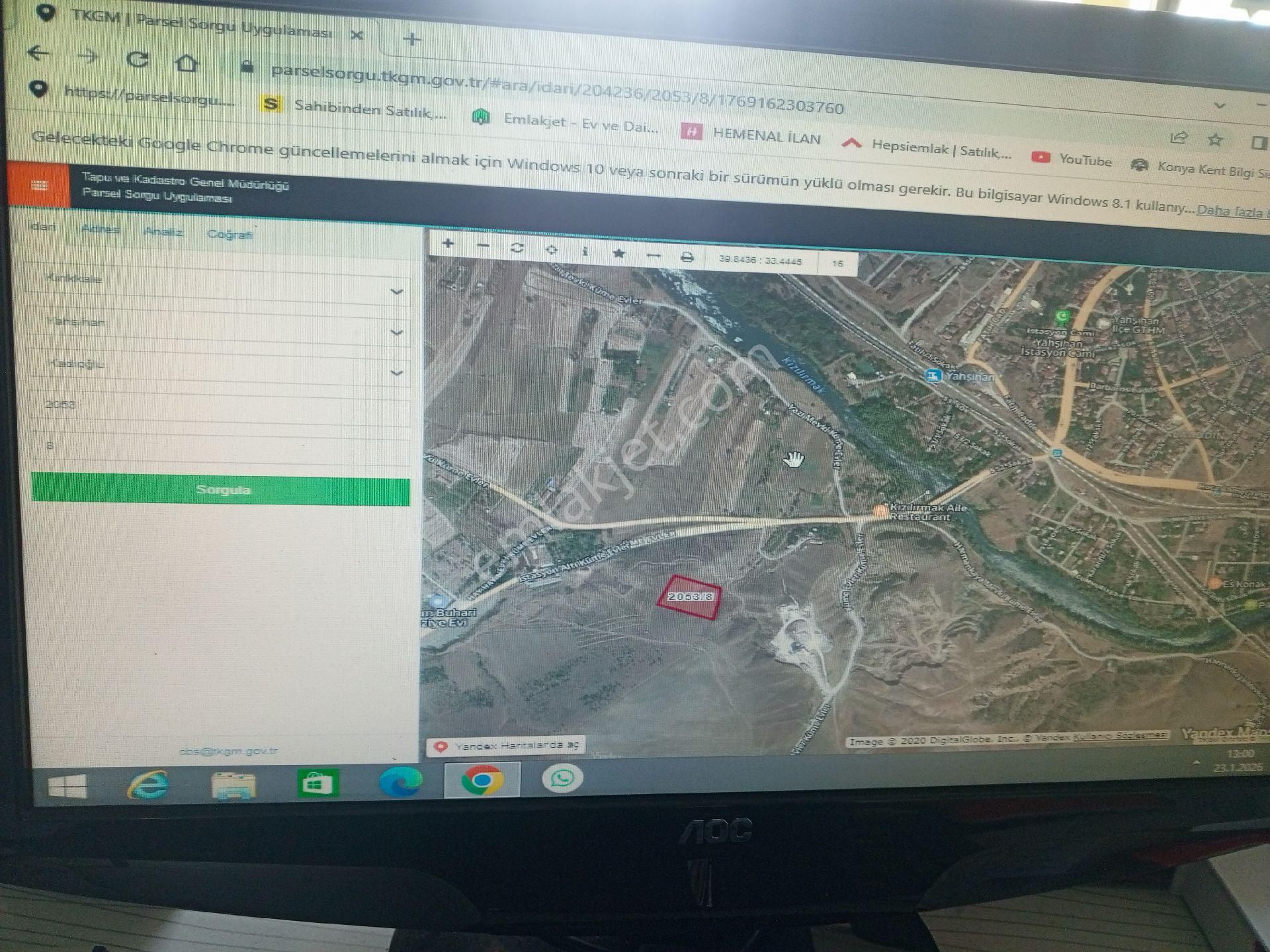 Kırıkkale Yahşihan İçesi Kadıoğlu Mah. 7900 M2 250 Dairlik 15 Kata İmarlı Satılık Arsa