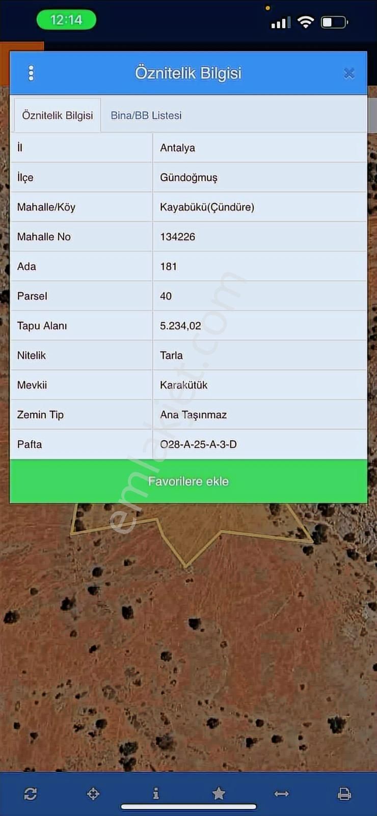 Antalya Gündoğmuş Kayabükü Mah. (çündere)de Satılık Arazi