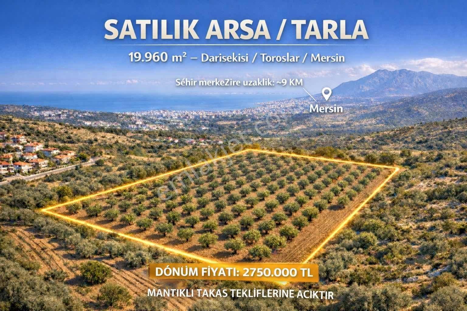 Toroslar Sarnıçta Mersin Manzaralı Arsa