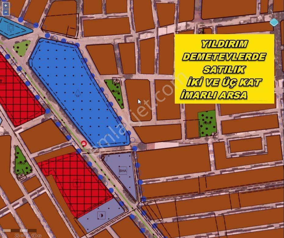Yıldırım Demetevlerde Pazarlıksız Satılık Müstakil Tapulu İkikat İmarlı 115m2 Arsa - Görsel 4