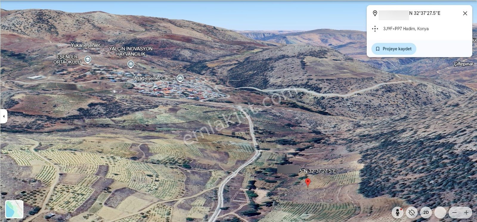 Konya Hadim Aşağı Eşenler De 1738m2 Satılık Tarla