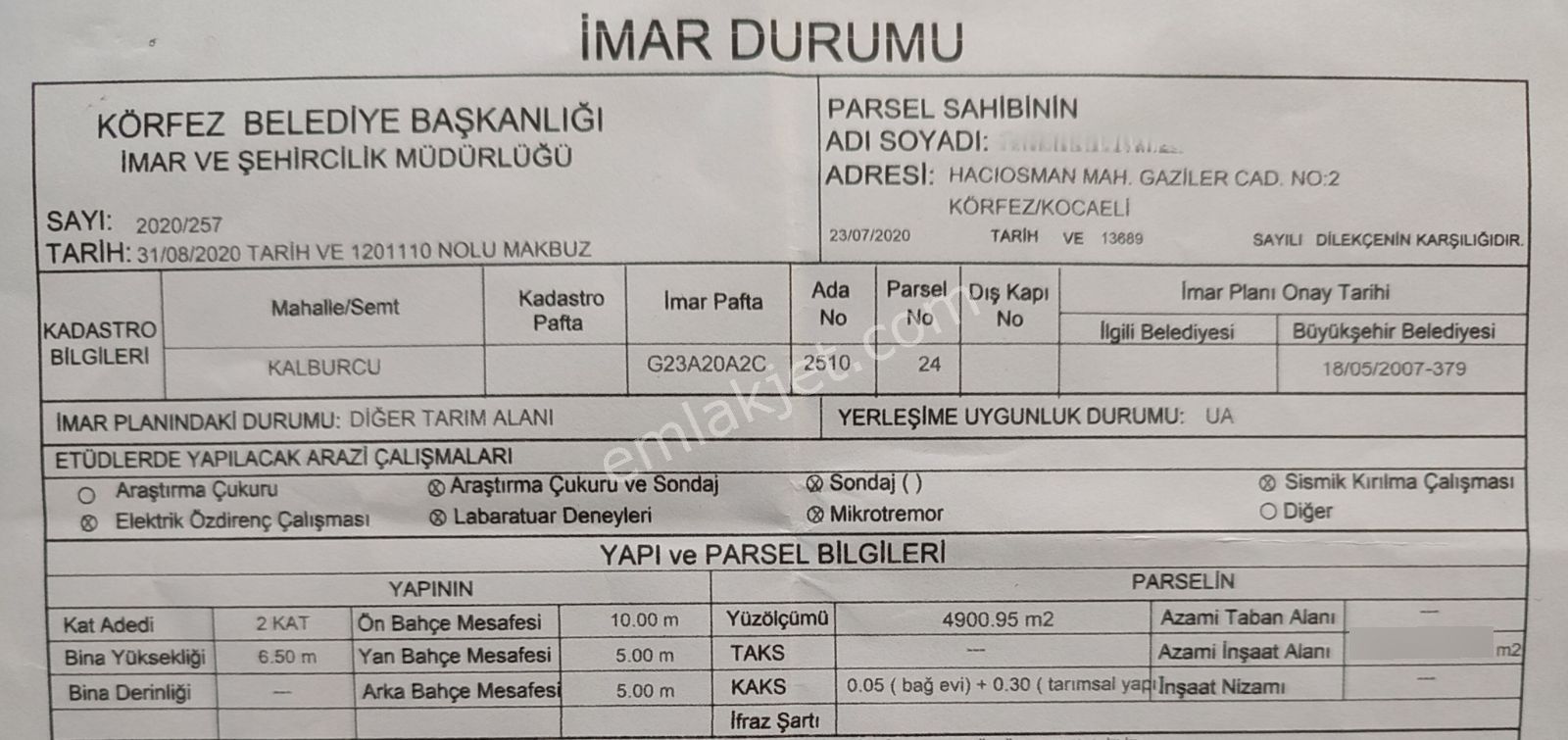 Tarcanlar'dan Körfez Kalburcu Mah. 4.900 M² Ve %5 İmarlı Tarla - Görsel 9