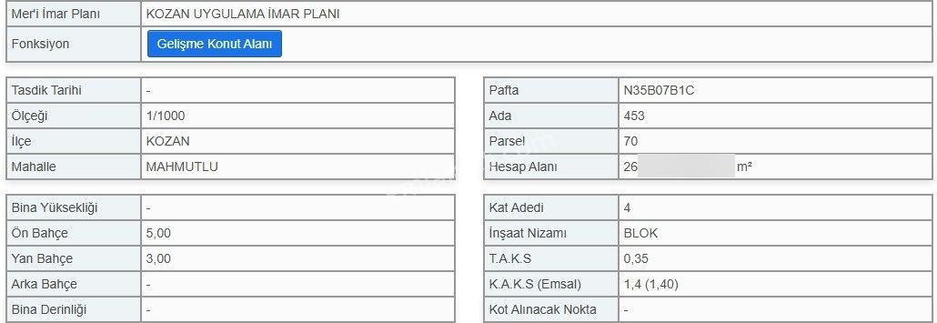 Kozan Tavşantepede İki Yola Cepheli Zemin+3 Konut İmarlı Arsa - Görsel 5