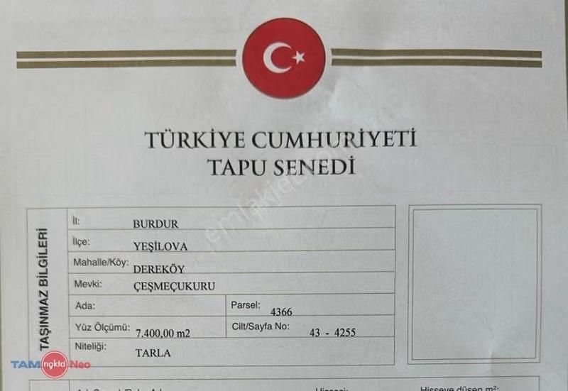 Burdur Yeşilova Orhanlı Çıkışında Yatırımlık Tarlı - Görsel 6