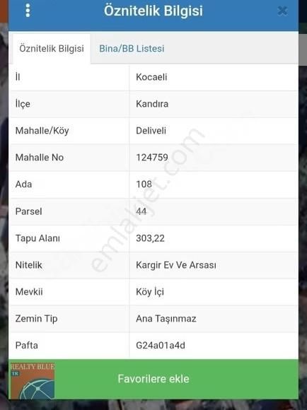 Kandıra Deliveli Merkezde Taş Ev 303 M2 0.35 İmarlı Arsa İçinde