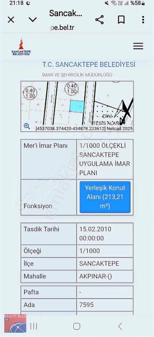 Sancaktepe Akpınar Mah Satılık 213m² Arsa - Görsel 3