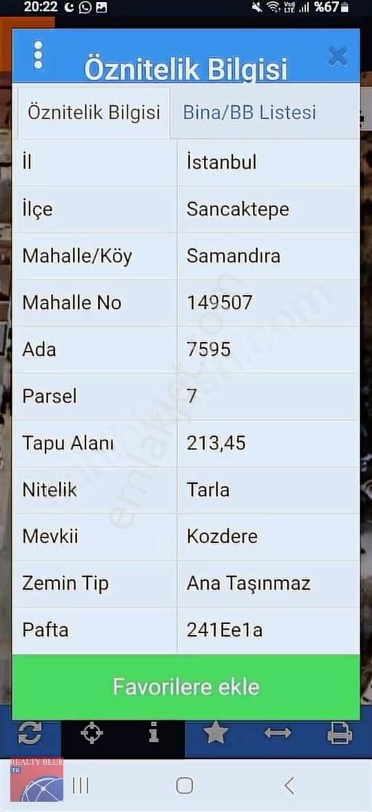 Sancaktepe Akpınar Mah Satılık 213m² Arsa