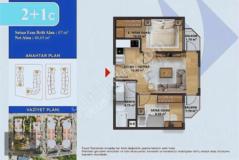 Ulus'tan 15 Temmuz Parkı Yanı Fuzul Projesinde 67 M2 2+1 Daire - Görsel 2