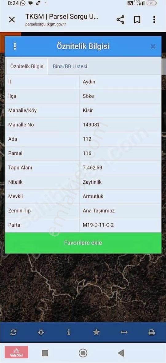 Aydın Söke Kisir Köyü İmarlı Zeytinlik
