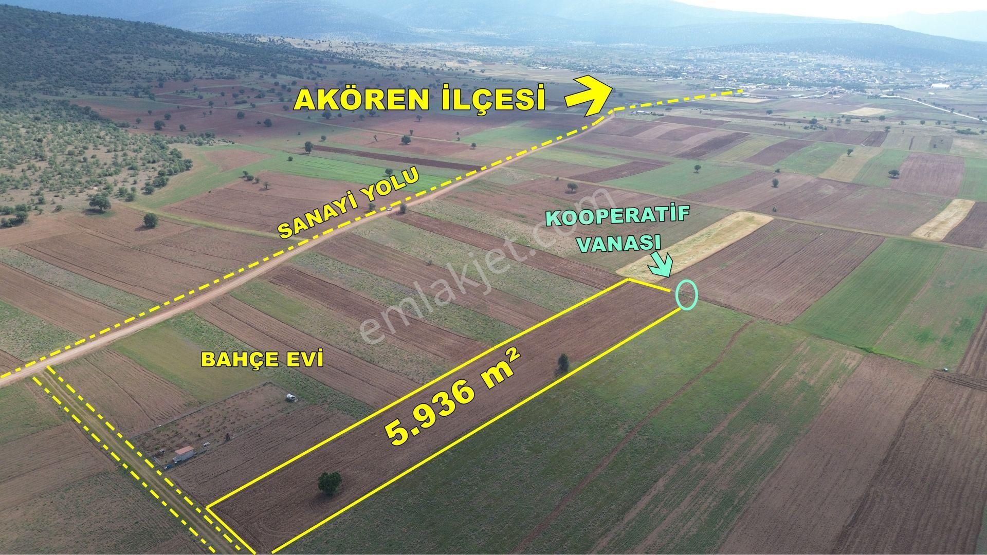 Konya / Akören / Hacılar Mahallesinde 5.936 M² Müstakil Tapulu Tarla