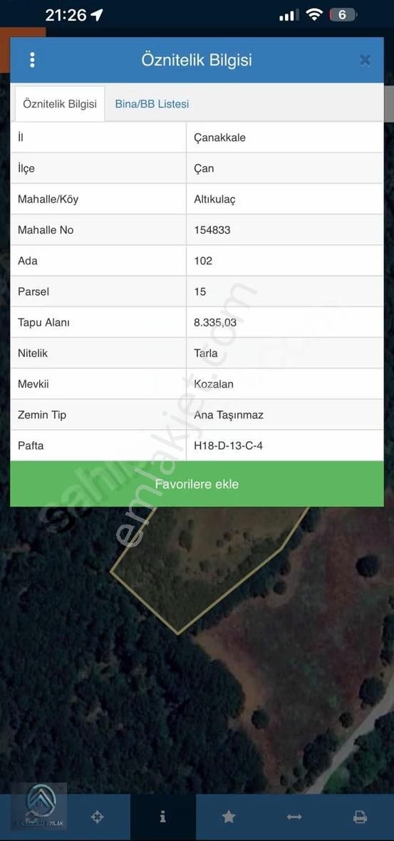 Çan Altıkulaç Köyünde 8335 M2