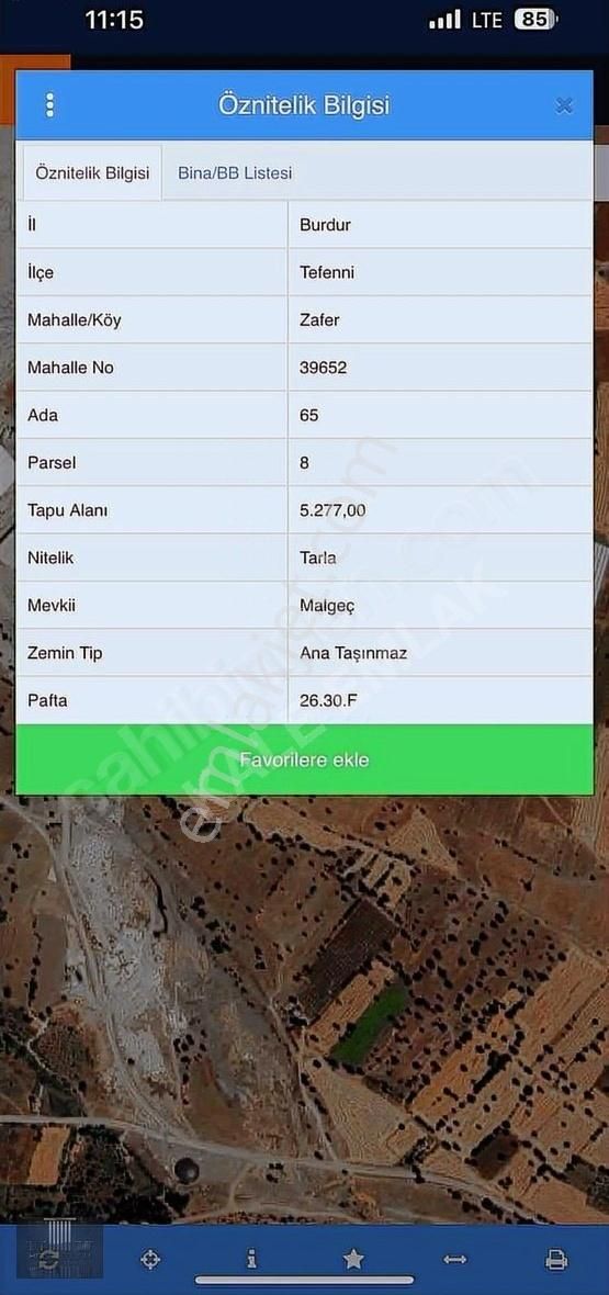 Tefenni Zafer Mahallesinde Sera Yapımına Uygun 5277m2 Tarla