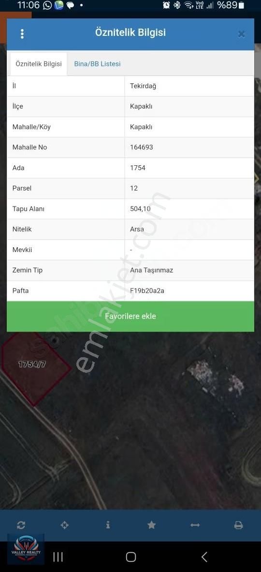 Kapaklı'da 504 M² Konut İmarlı %40 Ve 4 Kat Satılık Arsa