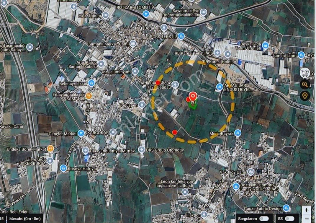 Bursa Yıldırım Samanlı Da Satılık 1637 M2 Tarla Arazi Bağ Bahçe - Görsel 9