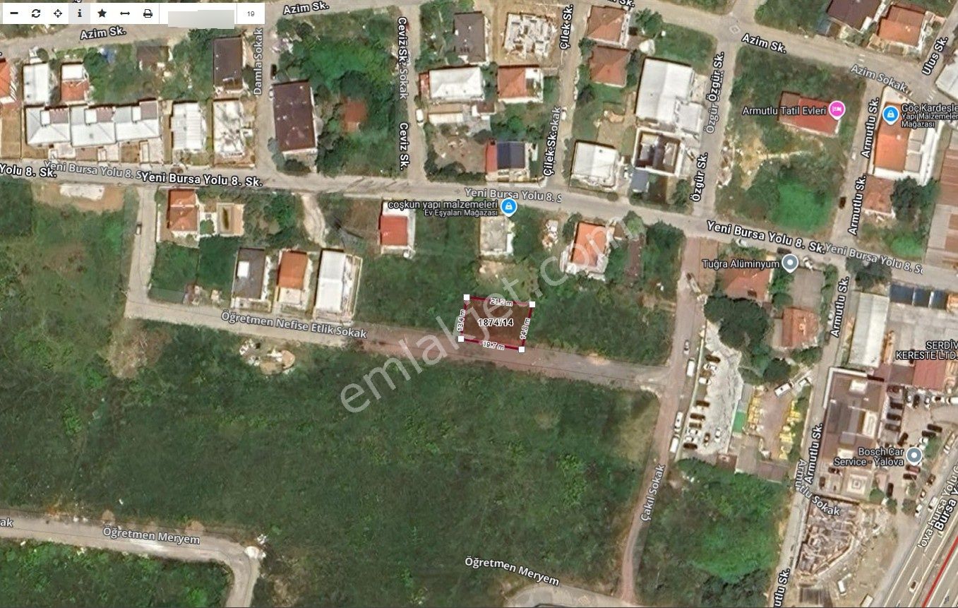 Yalova Merkez Fevziçakmakta 287 M² Villa İmarlı Satılık Arsa